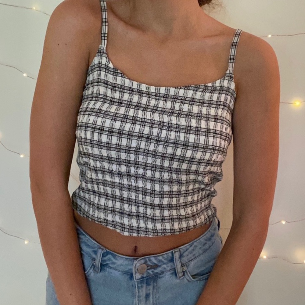 Hollister Ruched Plaid Crop Top